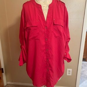 Calvin Klein plus size blouse with gold accents